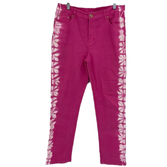 DG2 by Diane Gilman Denim - DG2 Diane Gilman Pink Tie-Dye Stretch Denim High-Rise Jeans, Women's 10